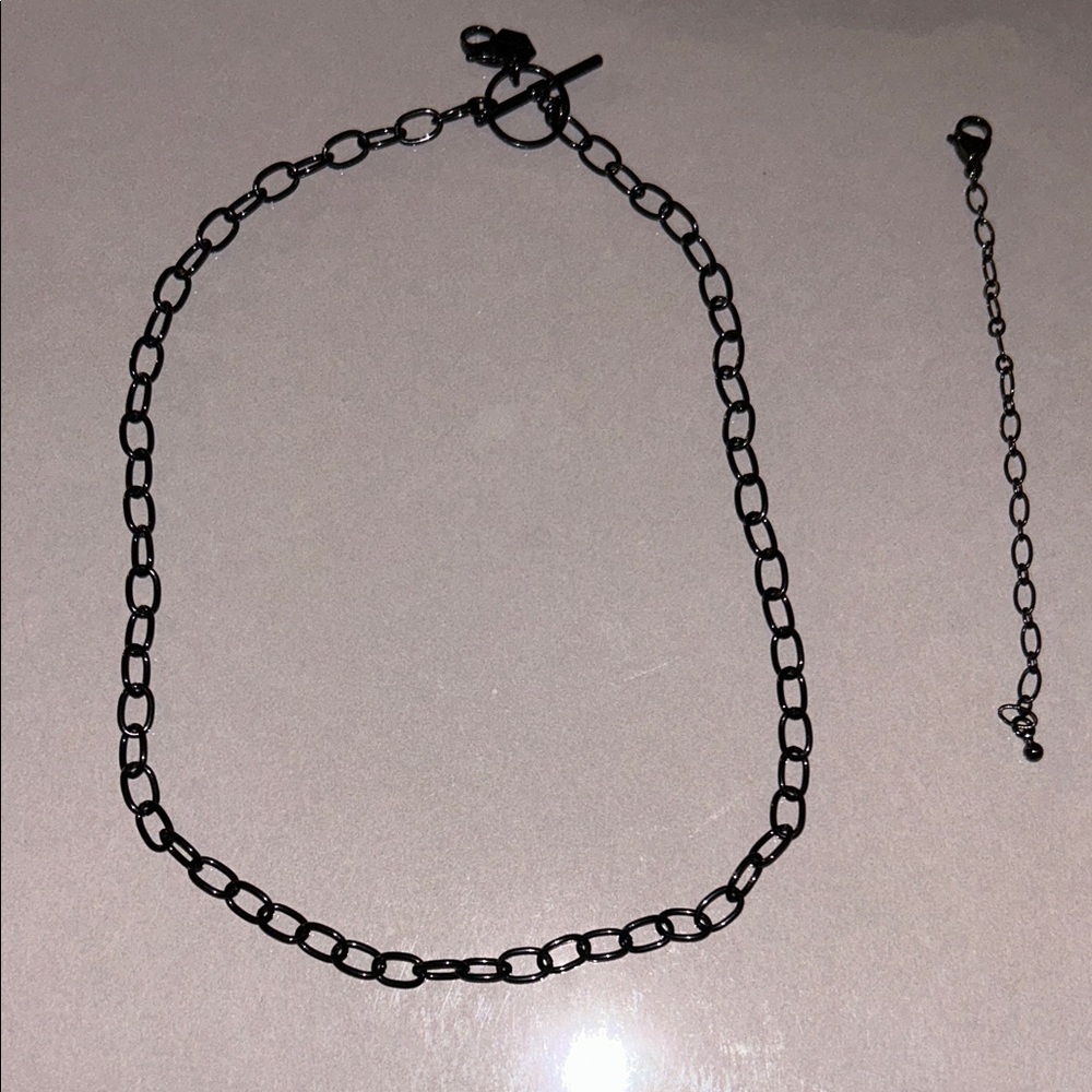 Origami Owl Black Chain Link Necklace with Toggle Clasp Extender Included
